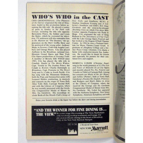 Phantom Playbill 1989 Majestic Rebecca Luker Cris Groenendaal George Lee Andrews - Picture 8 of 10